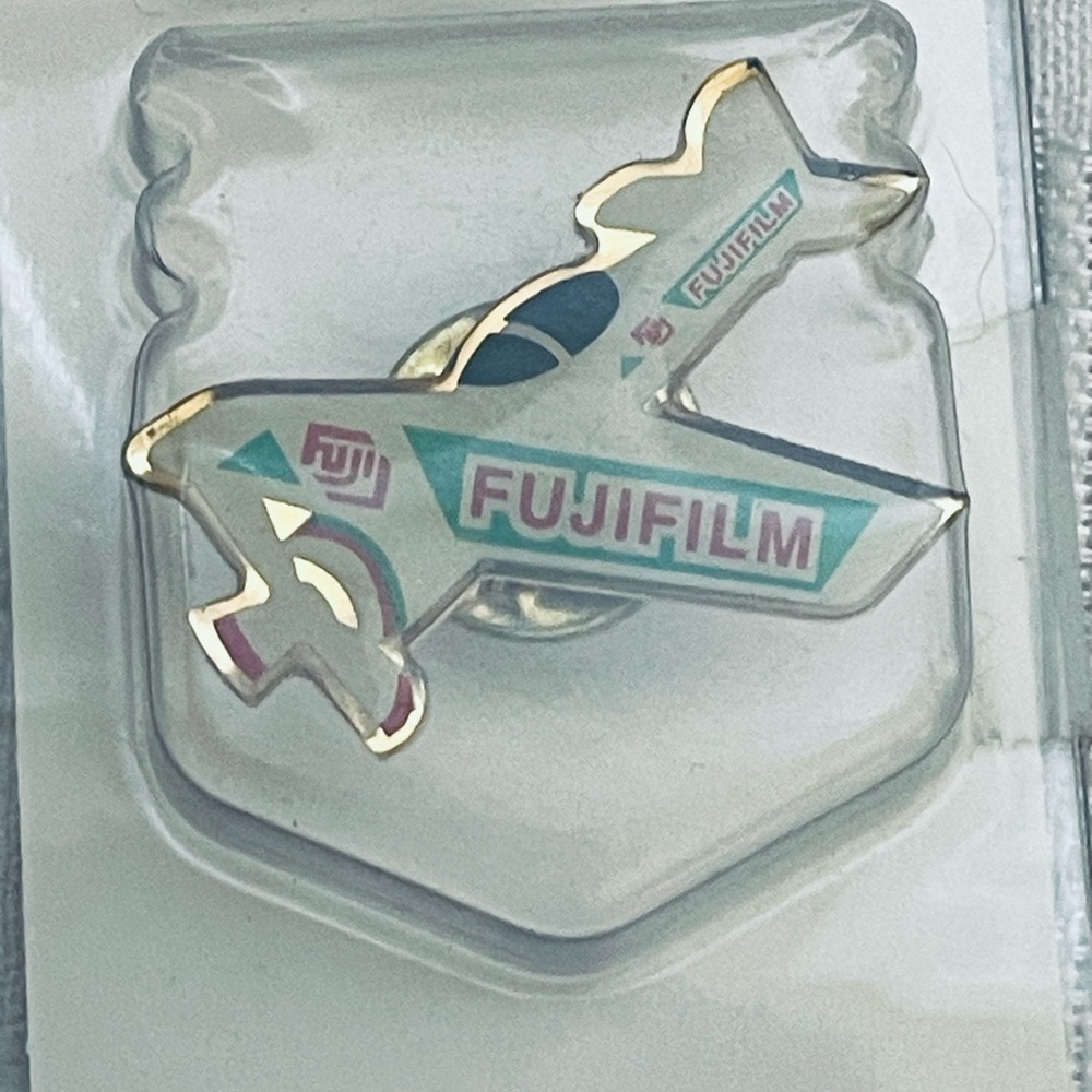 Fujifilm Pinback Lapel Hat Pin Enamel Airplane Advertising